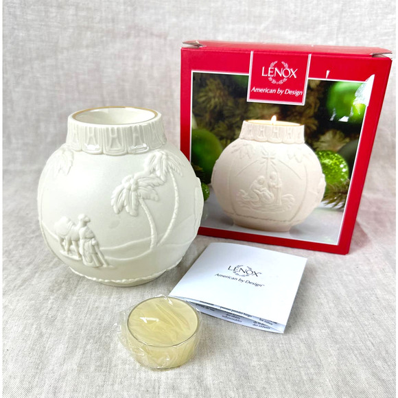 Lenox Christmas Nativity Candle Holder Votive Porcelain Ornamental Glow NWB - Picture 3 of 12